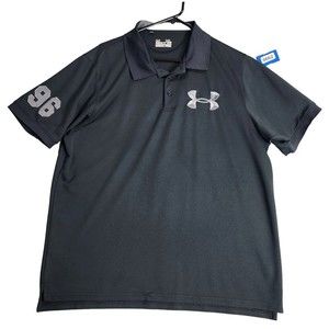 Under Armour Polo Shirt Mens XL #96 Black HeatGear Short Sleeve